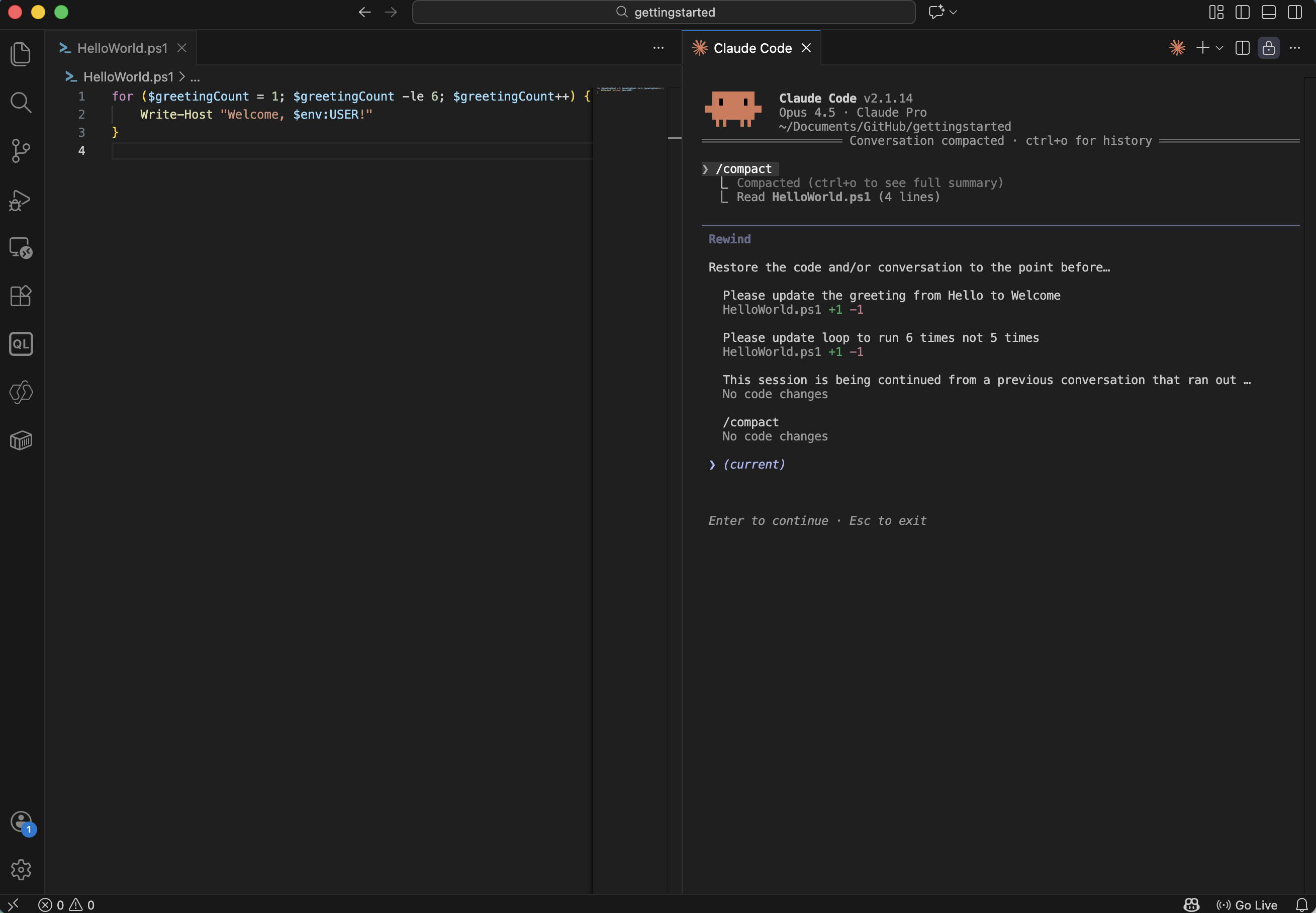 ESC ESC. I reviewed the Context